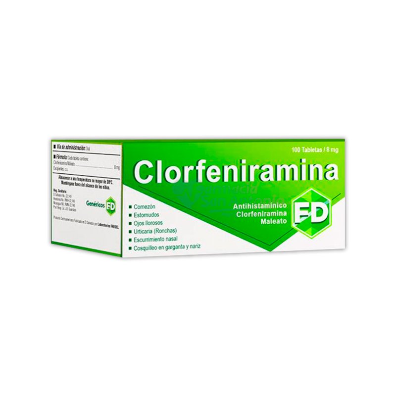 UNIDAD FARDEL CLORFENIRAMINA 8MG X 100